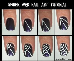 DIY-spider-web-halloween nail designs